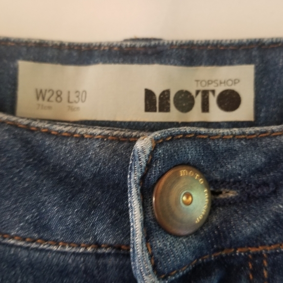 Topshop MOTO Dad Jeans - Distressed Blue - Picture 7 of 13